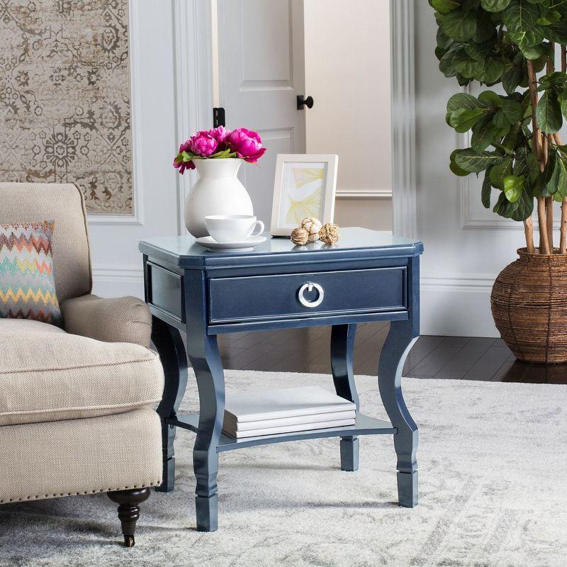 Alaia 1 Drawer Night Stand - Navy - Safavieh