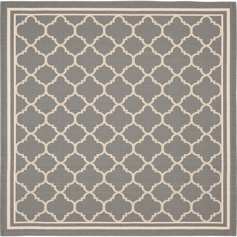 Courtyard CY6918 Power Loomed Indoor/Outdoor Area Rug - Anthracite/Beige - 4'x4' - Safavieh.