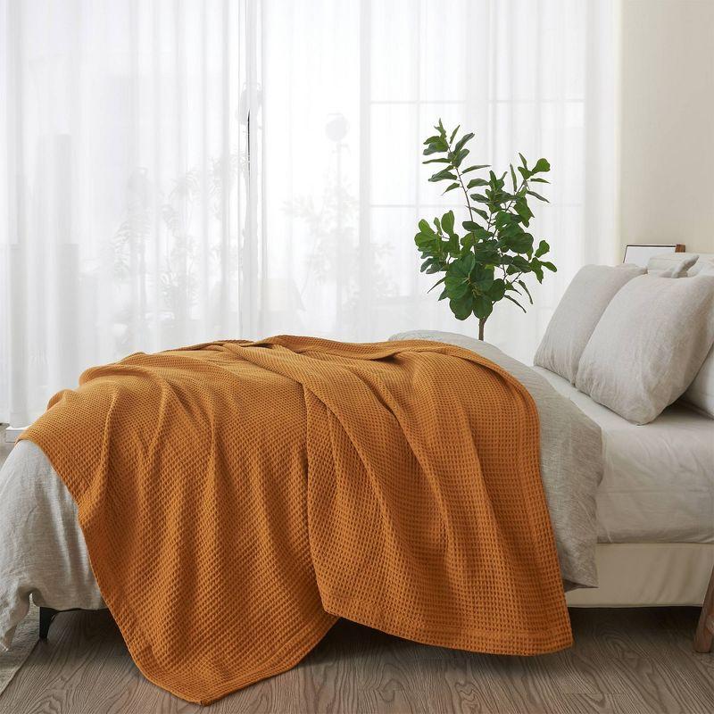 Knit Waffle Weave Cotton Bed Blanket - Patina Vie