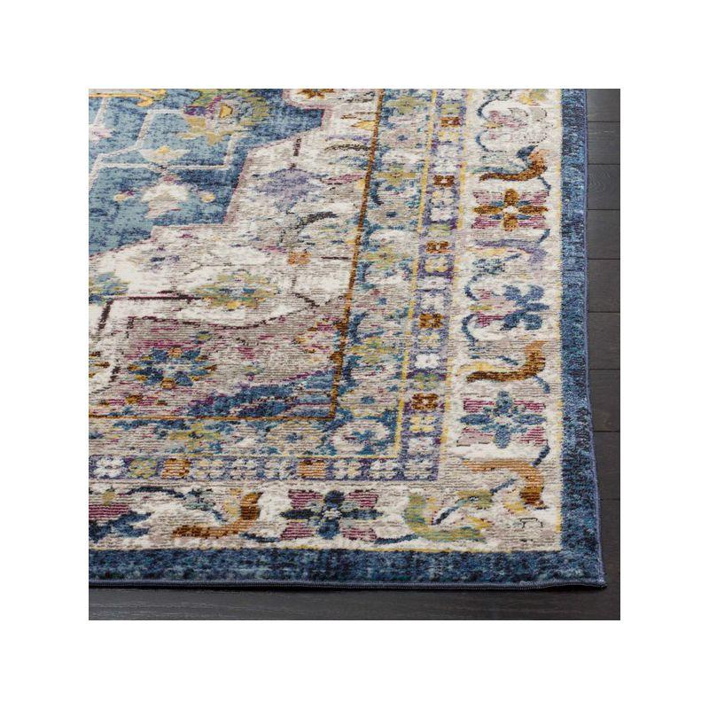 Reversible Easy Care Blue and Cream Synthetic 9' x 12' Area Rug