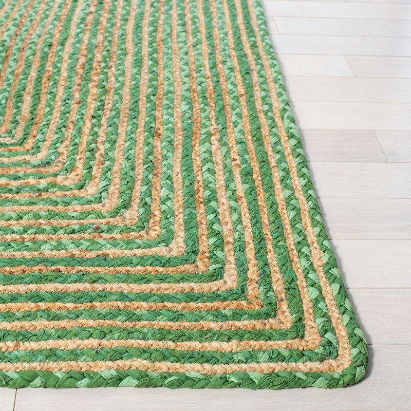 Hand-Knotted Boho-Chic Green/Natural Cotton Area Rug 4' x 6'