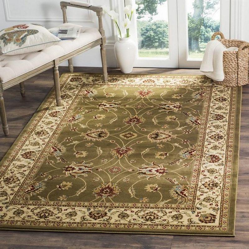 Lyndhurst LNH553 Power Loomed Area Rug - Green/Ivory - 4'x6' - Safavieh