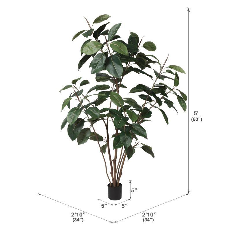 Lush Green 5' Potted Rubber Tree with Realistic Leaves