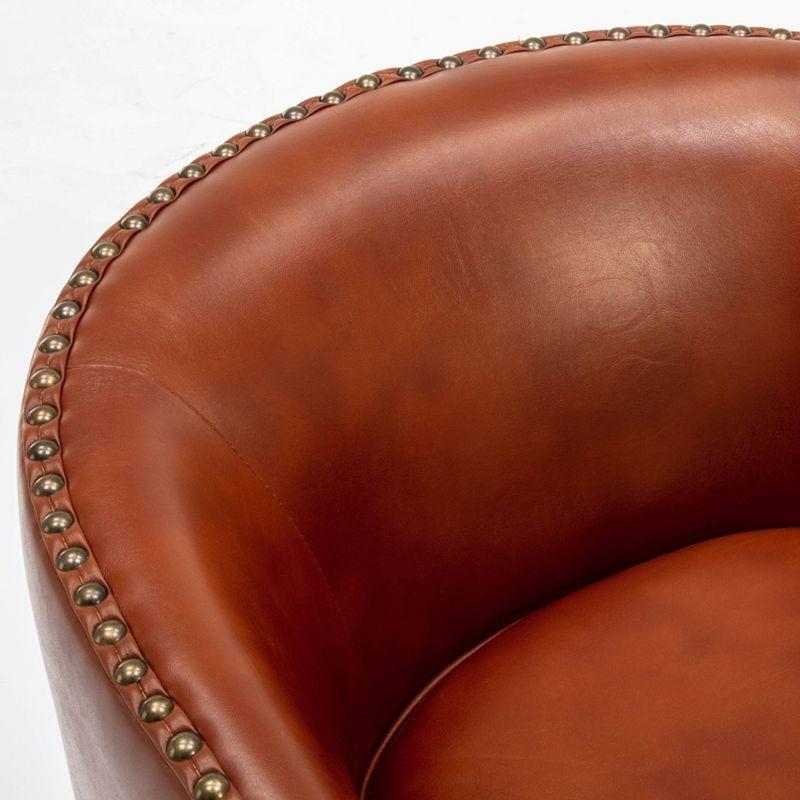 Comfort Pointe Tyler Swivel Arm Chair Caramel: Upholstered Faux Leather, Metal Legs, No Assembly Required