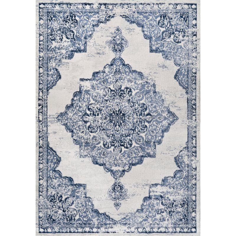 8'x10' Alhambra Ornate Medallion Modern Area Rug, Light Blue/Ivory - JONATHAN Y