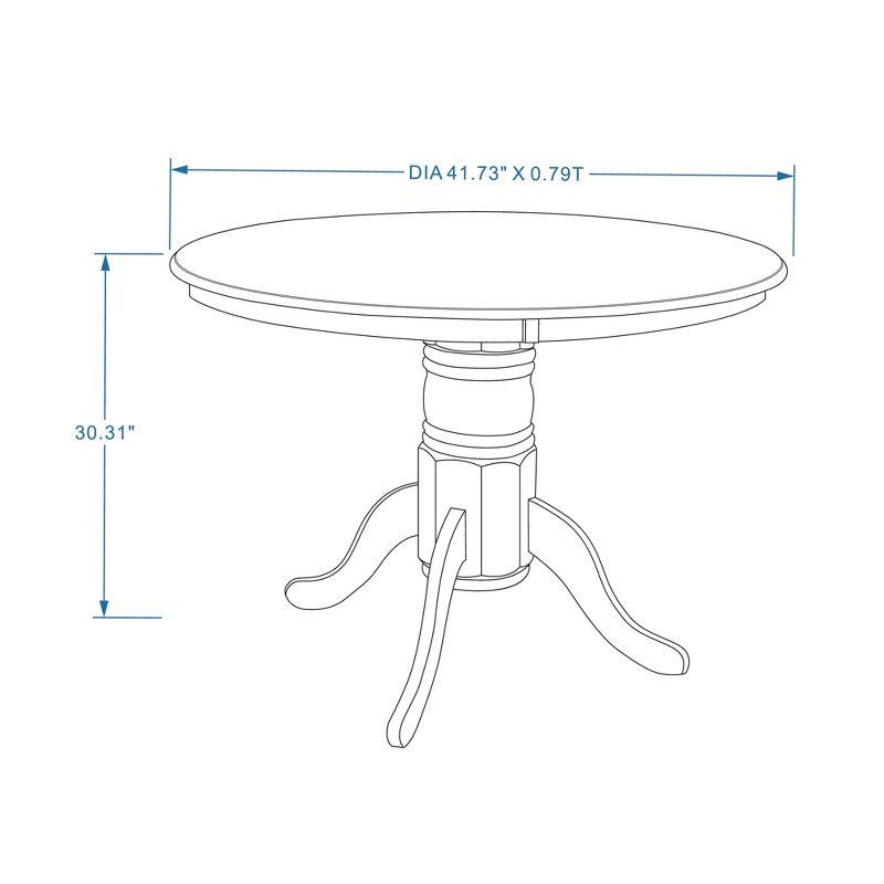 Elegant 42" Black Round Solid Wood Pedestal Dining Table