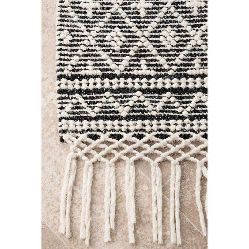 Ivory Flat Woven Wool Blend Rectangular Area Rug, 5' x 8'