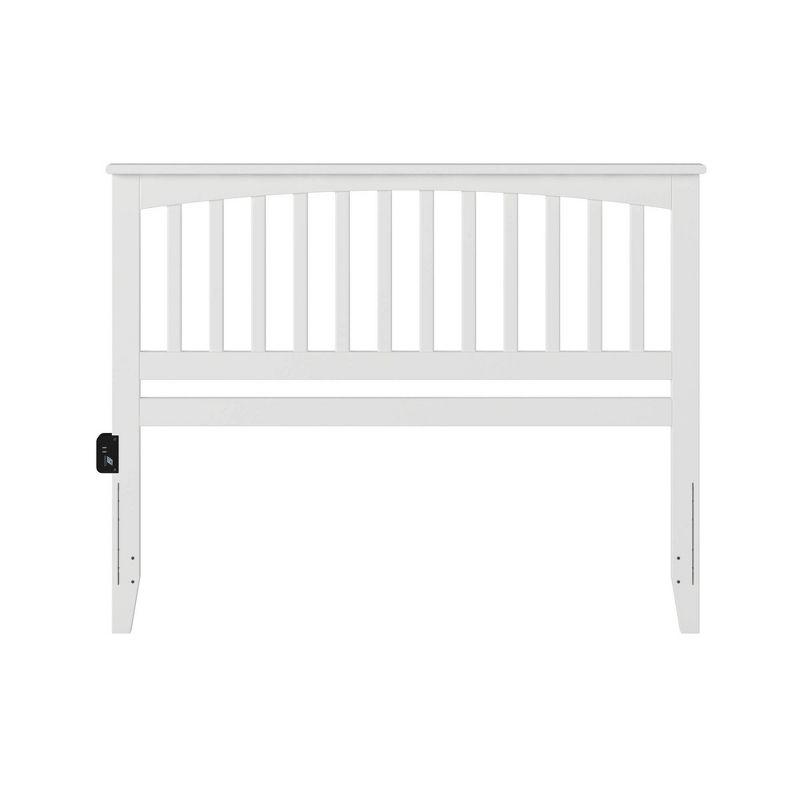 King Mission Headboard White - AFI: Wood Crown Molding, USB Charger, Bed Frame Mounted