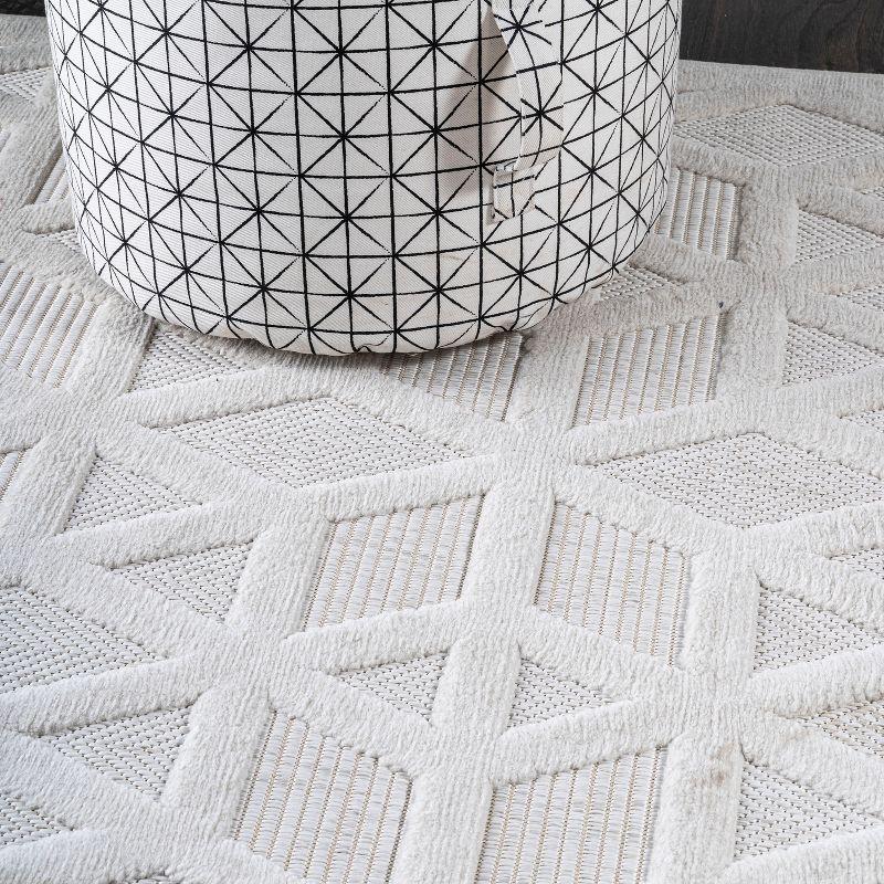 3'x5' Talaia Neutral Geometric Indoor/Outdoor Area Rug, Ivory - JONATHAN Y