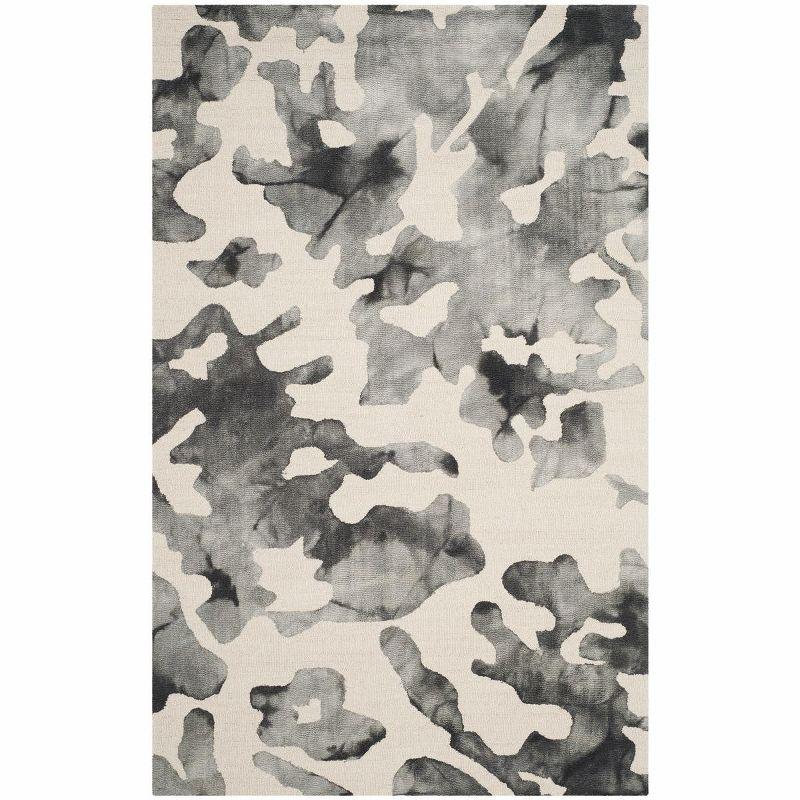 Hand-Tufted Black Cowhide Wool 4' x 6' Rectangular Area Rug