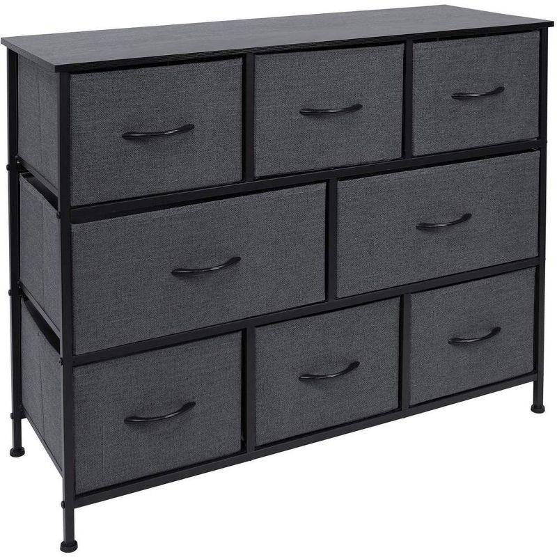 Black Fabric and Steel 8-Drawer Nursery Dresser