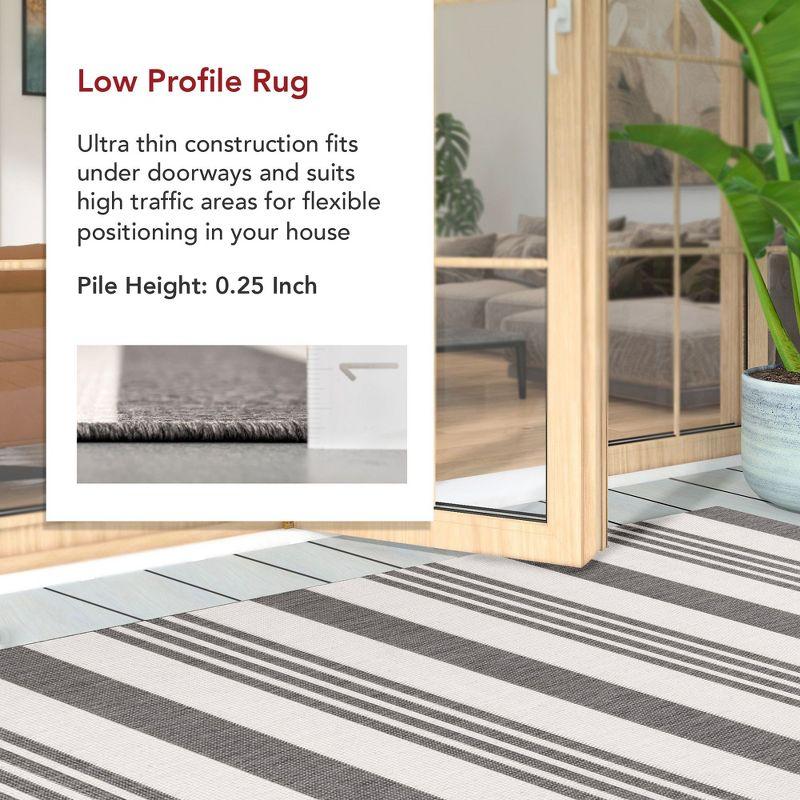 Nuloom Robin Striped 2x8 Indoor/Outdoor Runner Rug for Living Room Patio Deck Front Porch Entryway Hallway Kitchen, Light Grey/Ivory