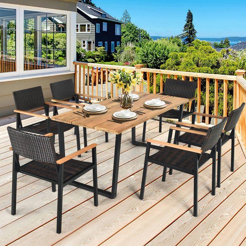 Hokku Designs Artimiza 6 - Person Acacia Patio Dining Set with Rectangular Table (Set of 7)