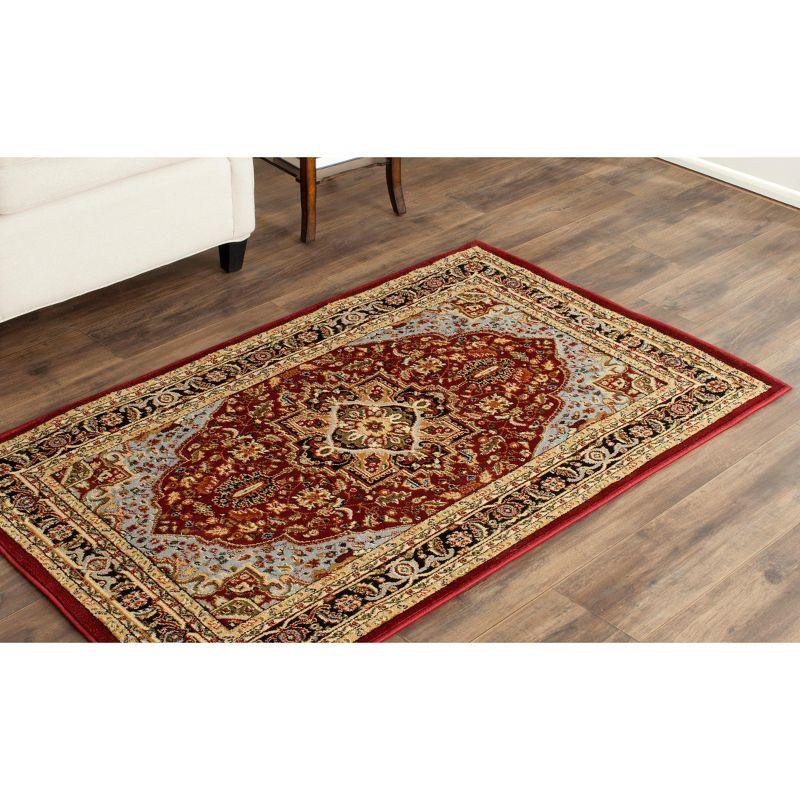 Lyndhurst Red and Black Floral Synthetic Area Rug 3'3" x 5'3"