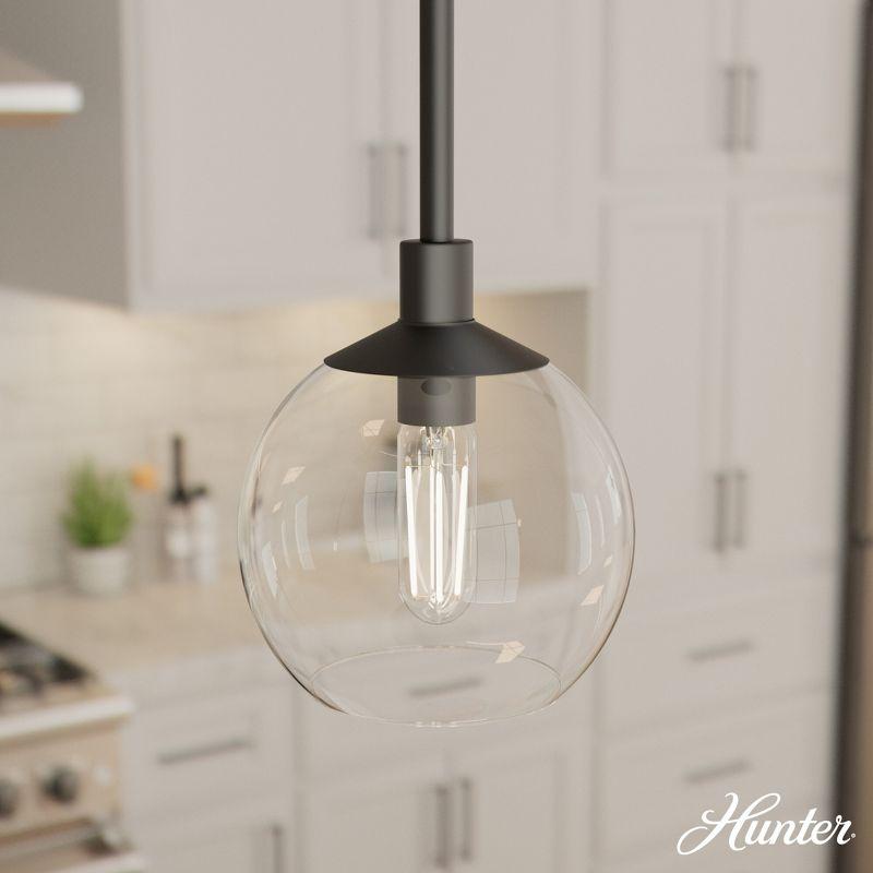 Hunter Fan Xidane with Clear Glass 1-Light Globe Pendant Ceiling Light Fixture Matte Black