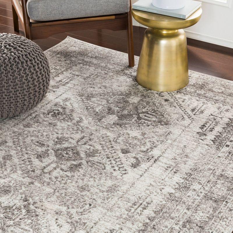 Elegant Gray Synthetic 31" Traditional Runner Rug