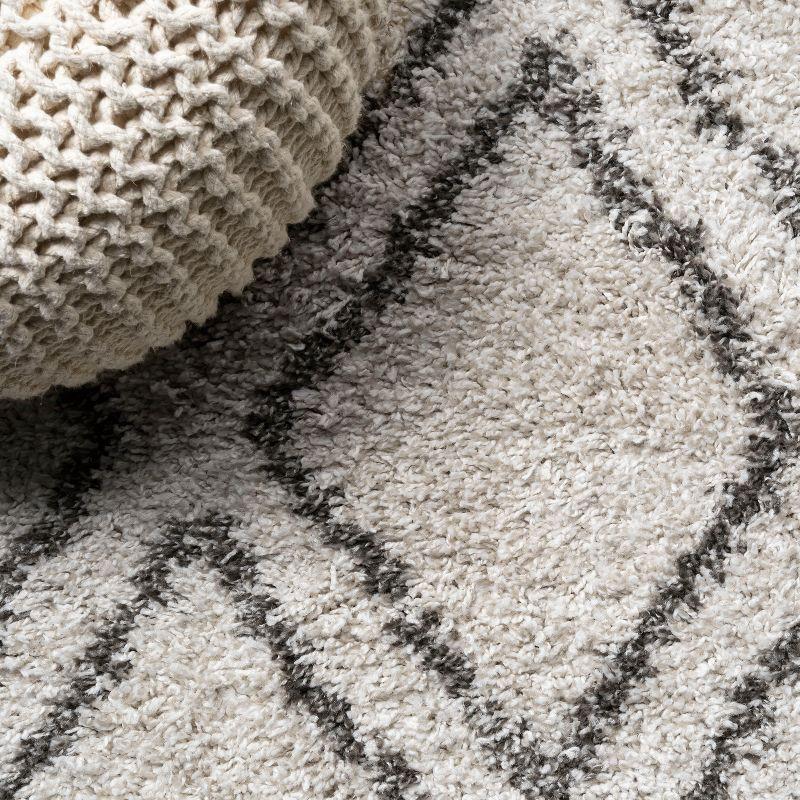 2'x8' Soller Diamond Trellis Shag Runner Rug, Beige - JONATHAN Y