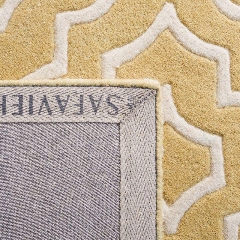 Ivory and Light Gold Geometric Wool Tufted Rug, 5' x 8'