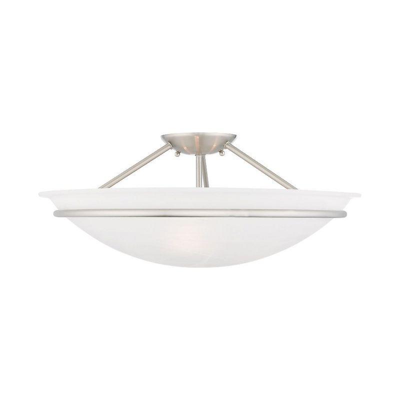 Transitional Brushed Nickel 3-Light Bowl LED Semi-Flush Mount