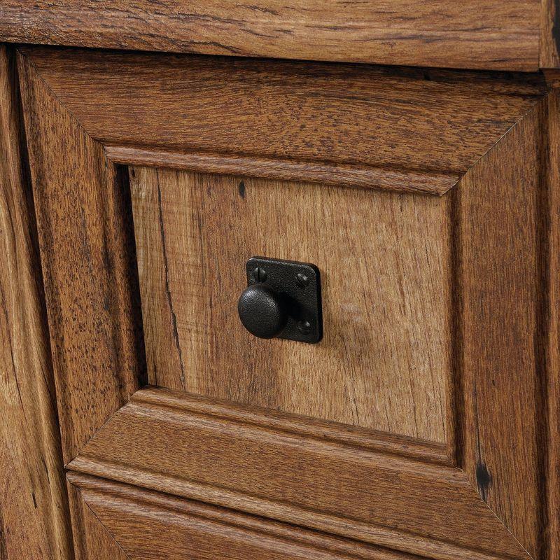 Vintage Oak Wood Computer Desk with Hutch and Drawers