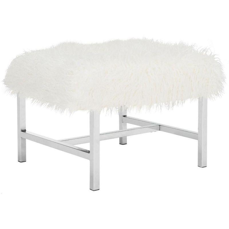 Horace Faux Sheepskin Square Bench - White - Safavieh