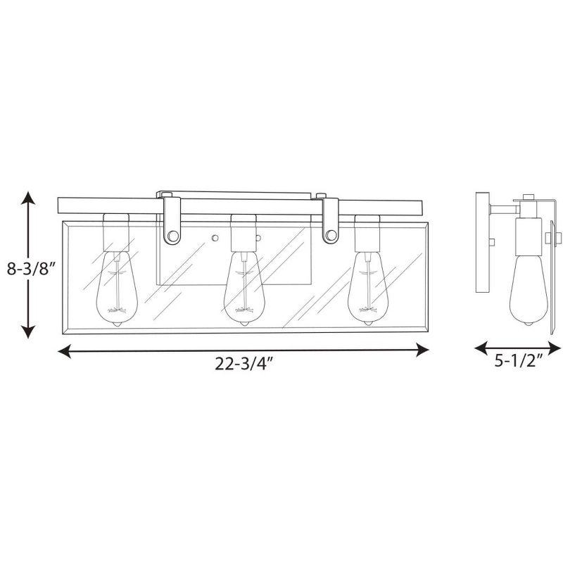 Progress Lighting Glayse 3-Light Bath Vanity, Brushed Nickel, Glass Shade