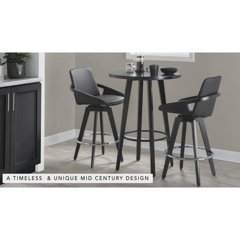 Cosmo Mid-Century Modern Counter Height Barstool Walnut/Gray: Swivel, Padded, Wood Legs - LumiSource