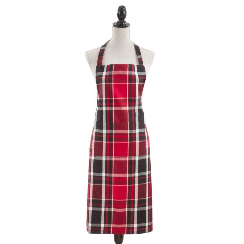 Saro Lifestyle Plaid Apron, 24"x36", Red