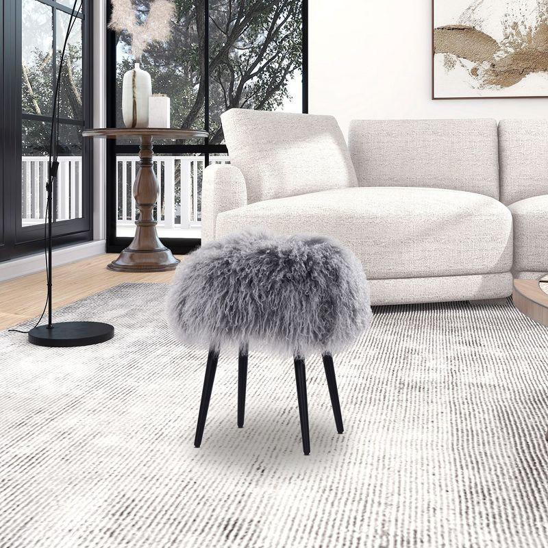 Jennifer Taylor Home Alberta 16 inch Mongolian Sheepskin Round Ottoman