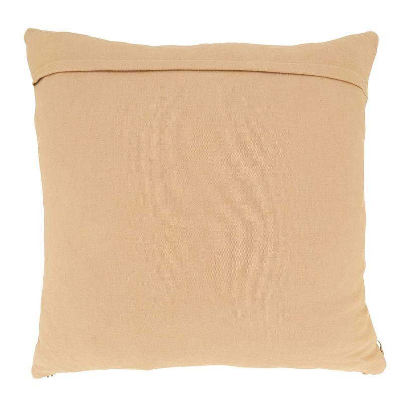 20" Beige Jute Blend Geometric Outdoor Throw Pillow