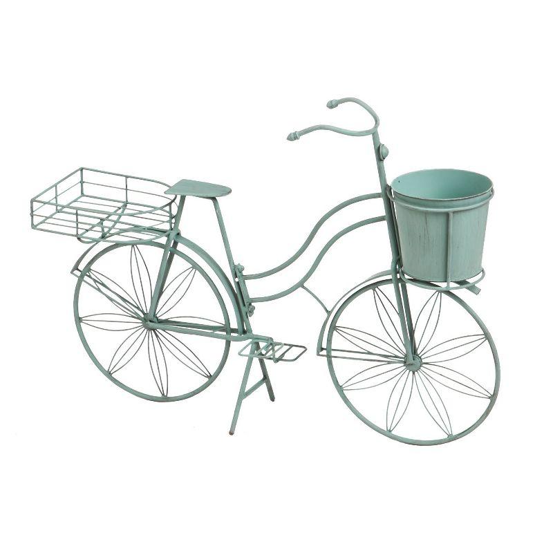 Evergreen Vintage Teal Bicycle Planter Outdoor Safe Decor