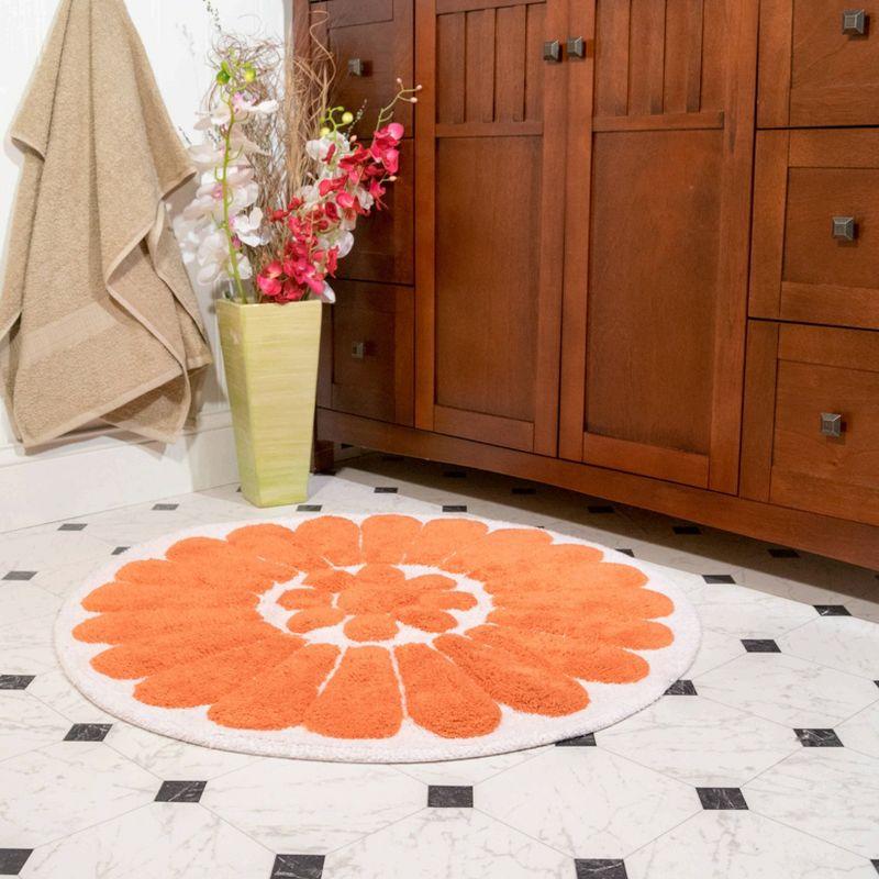 Chesapeake Merchandising 2pc Bursting Flower Bath Rug Set Coral : Microfiber, Machine Washable, Non-Slip Backing