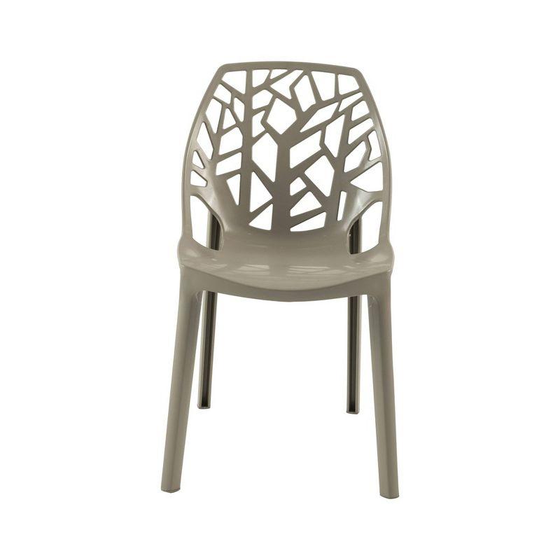 LeisureMod Cornelia Modern Plastic Dining Chair with Cut-Out Tree Design