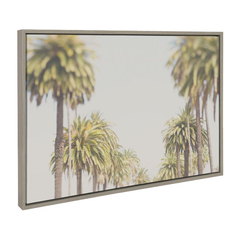 Kate and Laurel Sylvie LA California Palm Trees Framed Canvas by Laura Evans, 23x33, Gray