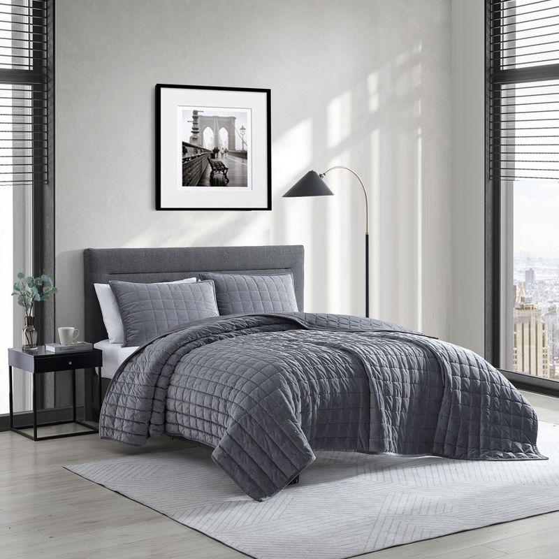 Kenneth Cole Velvet Square 3-Pc Quilt Set