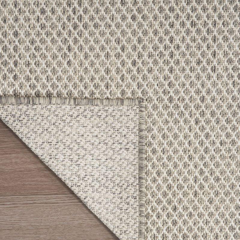 Nourison 2'2" x 8' Courtyard Modern Easy Care Flatweave Indoor Outdoor Runner Rug Ivory/Silver