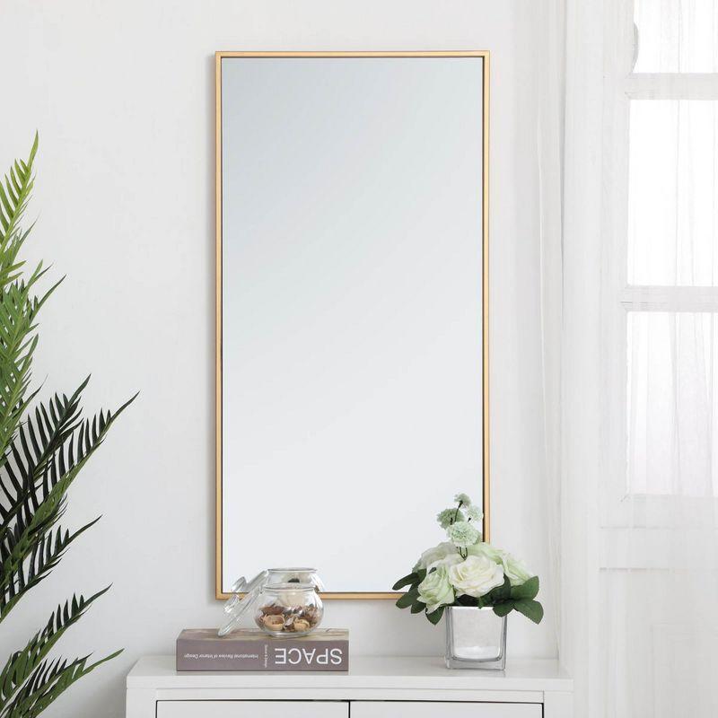 Elegant Lighting Metal frame rectangle mirror 18 inch in Brass