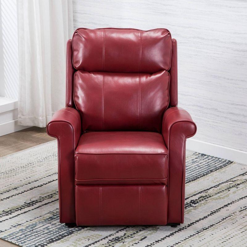 Comfort Pointe Lehman Power Recliner Chair Red: Upholstered Faux Leather, Multi-Position Lift, Remote Control