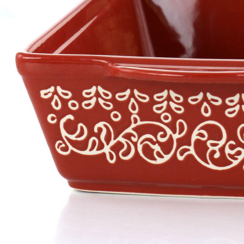 Laurie Gates 2 Piece Tierra Wax Relief Stoneware Baker Set in Red and Mint