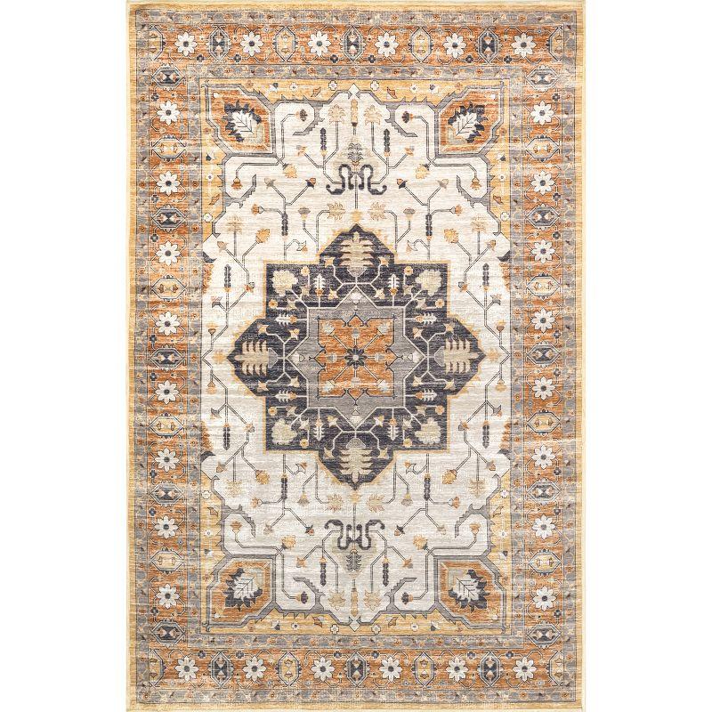 Nuloom Cira Traditional Vintage Machine Washable Indoor Area Rug, 5' x 8', Beige