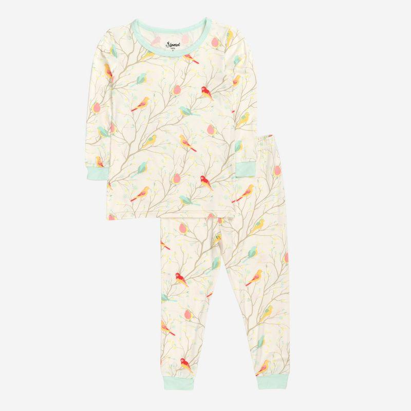 Leveret Kids Two Piece Bamboo Pajamas Birds 2 Years