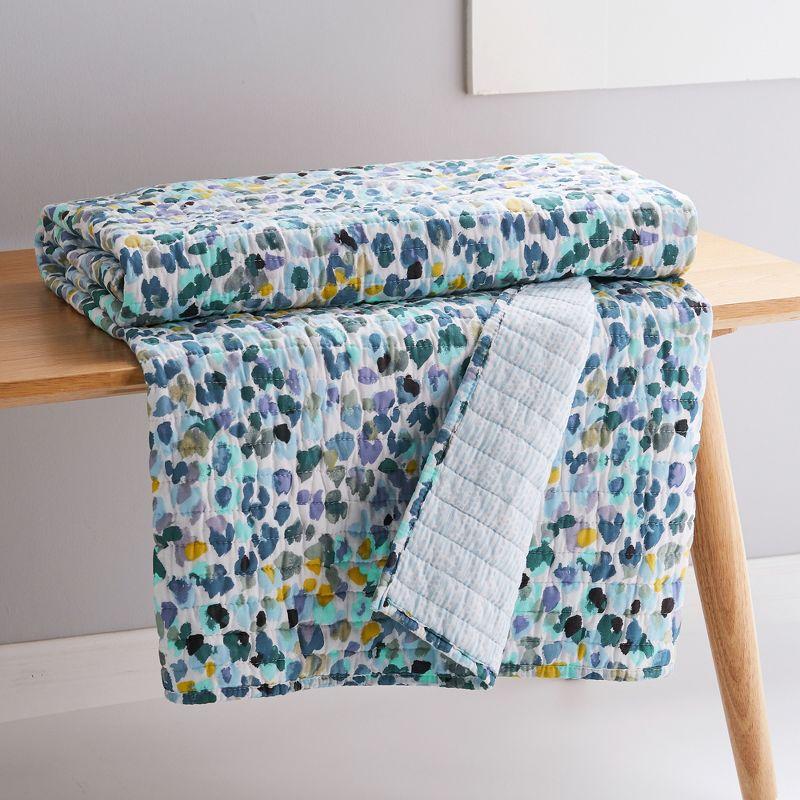 Breezy Waves Cotton Quilted Throw 50x60in - Multicolor Reversible