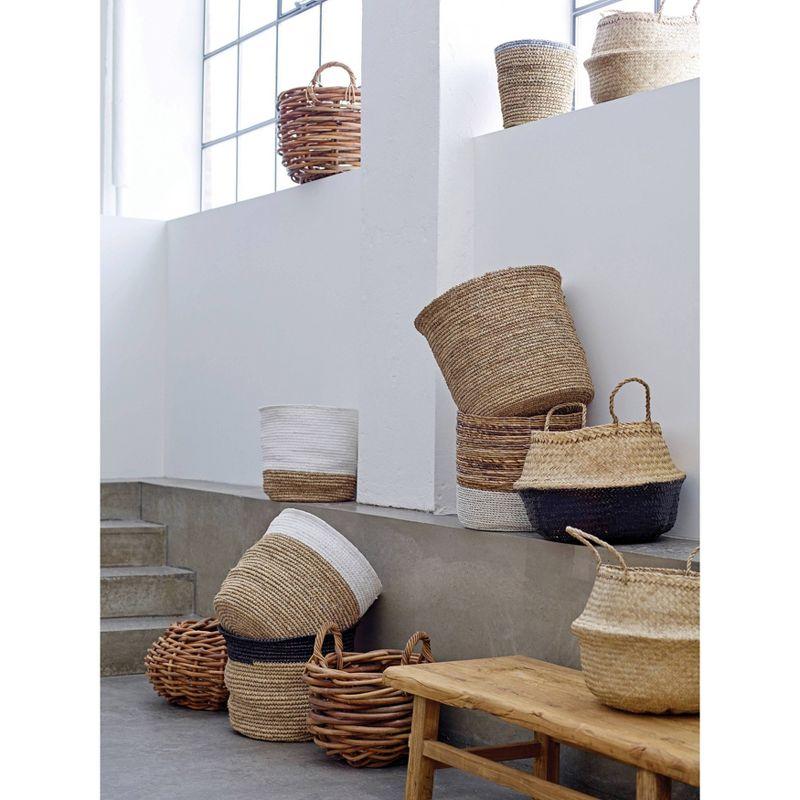 Eco-Friendly Seagrass Round Storage Basket 19" Natural & Black