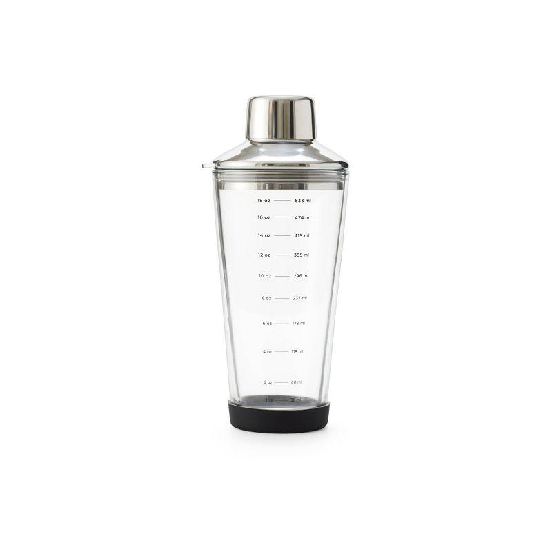 Houdini 18oz Glass Cocktail Shaker: Clear, Nonslip Base, Dishwasher-Safe, 9" Height, 18oz Capacity