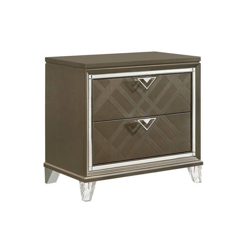 Skylar 32.9" Dark Champagne Retro Nightstand with Acrylic Legs