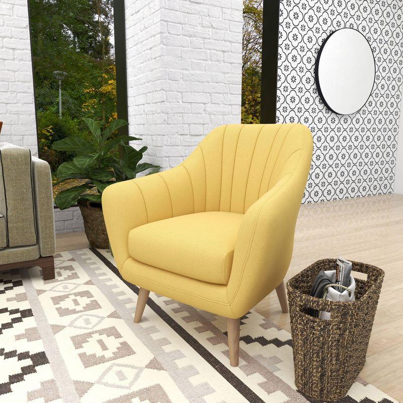 32" x 30" Modern Fabric Accent Chair Yellow - Olivia & May