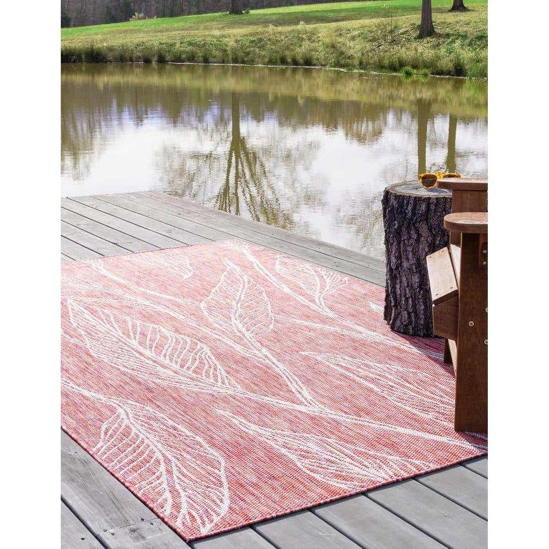 Unique Loom 9' 0 x 12' 2 Rectangle Indoor/Outdoor Botanical Rust Red Area Rug
