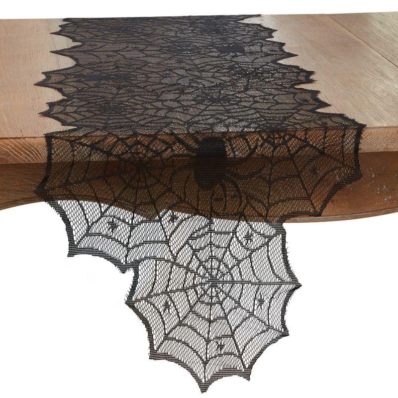 Black Polyester Spiderweb Net Table Runner, 18" x 72"