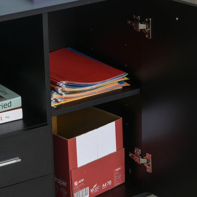 Black Particle Board Multifunction Office Filing Cabinet with Drawers and Shelves