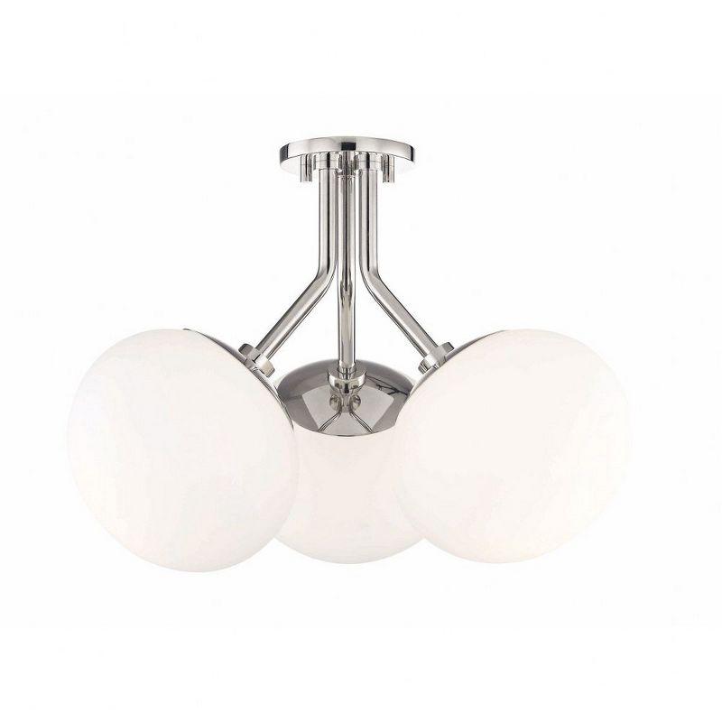 Mitzi Estee 3 - Light Semi-Flush Mount in  Polished Nickel White Shade